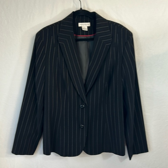 Worthington Black Silver Stripe 2 Button Blazer Jacket Size 14 - Picture 1 of 11